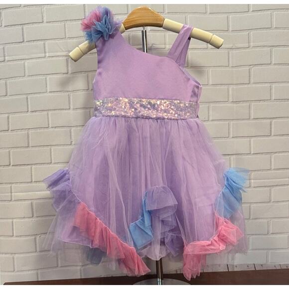 Nihao Other - Elegant Princess Purple Party Dress Size 130 US 5T-6T Tulle Bow Sequin Dress